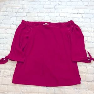 Loft Burgundy Peasant Blouse Top